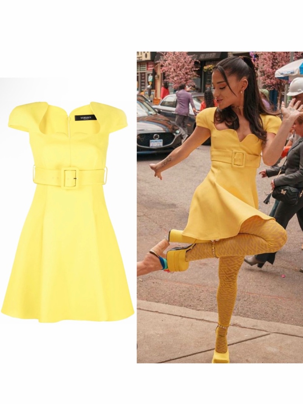 Versace Yellow Mini Dress Belted 2 Cocktail Wedding Party FW21 Runway RARE 🟡